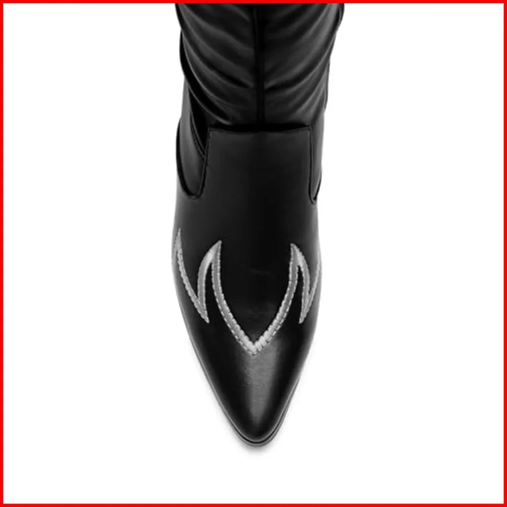 Women's Over the Knee Boots Pointed Toe Slouchy Shaft Chunky Heel